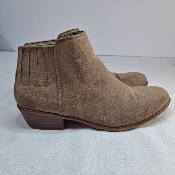 Charlotte Russe Ankle Booties Womens 8 Brown Fabric Faux Suede Pleated Accent - Picture 4 of 10